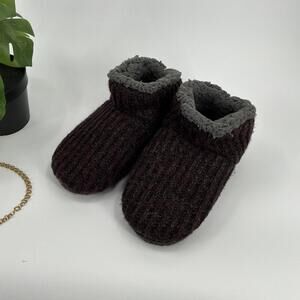 MUK LUKS Purple Knit Slipper Booties Rubber Sole